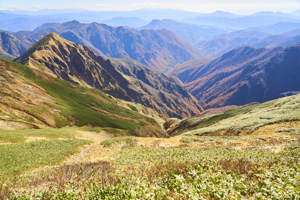 谷川岳の稜線と雲海を望む