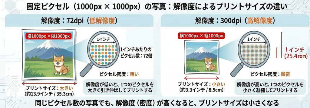 72dpiと300dpiの違い